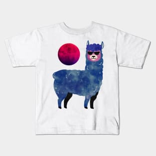 Blue sky llama and the planet Kids T-Shirt